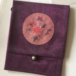 TWO Embroidered cloth taffeta overlay bag